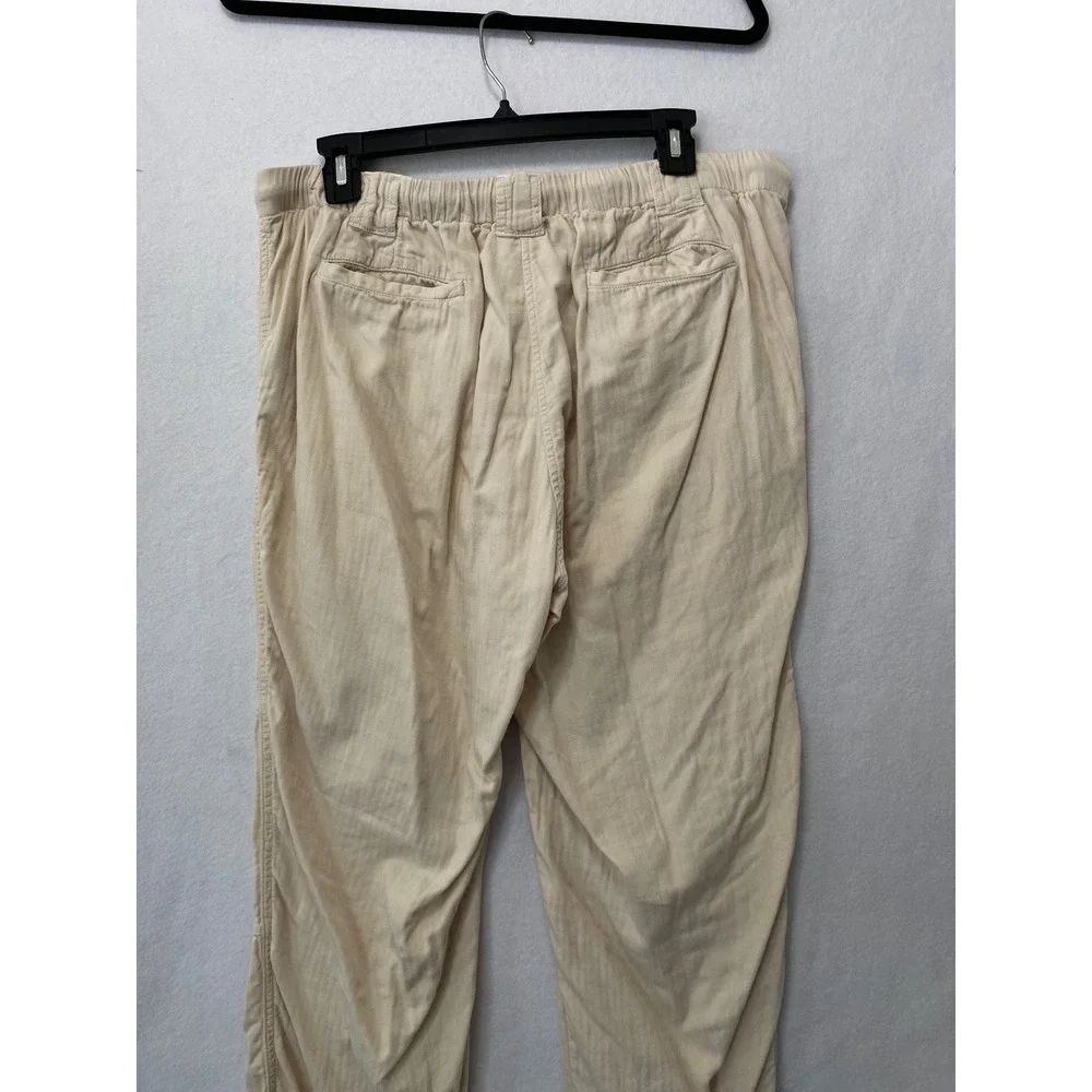 J.Crew Pull-On Cargo Pants Womens‎ 14 Beige Herringbone Cotton Drawstring Waist